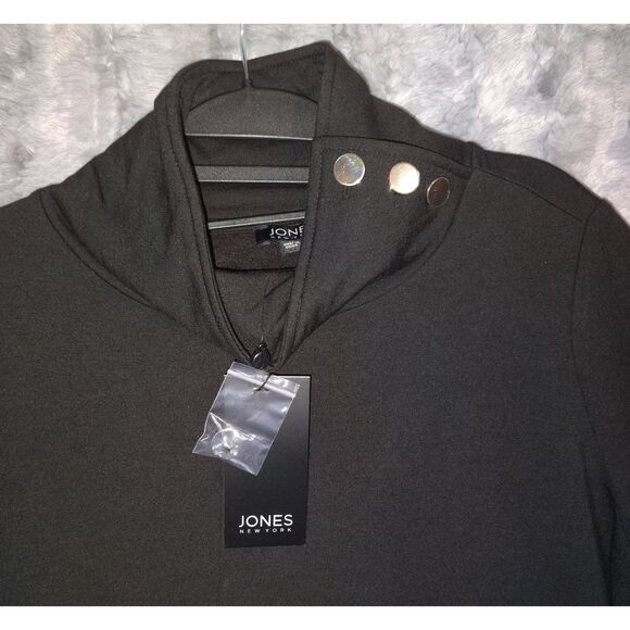 NWT Jones New York Women's Serenity Knit Mock Neck Tunic Top Size M Black Fall - Picture 4 of 9